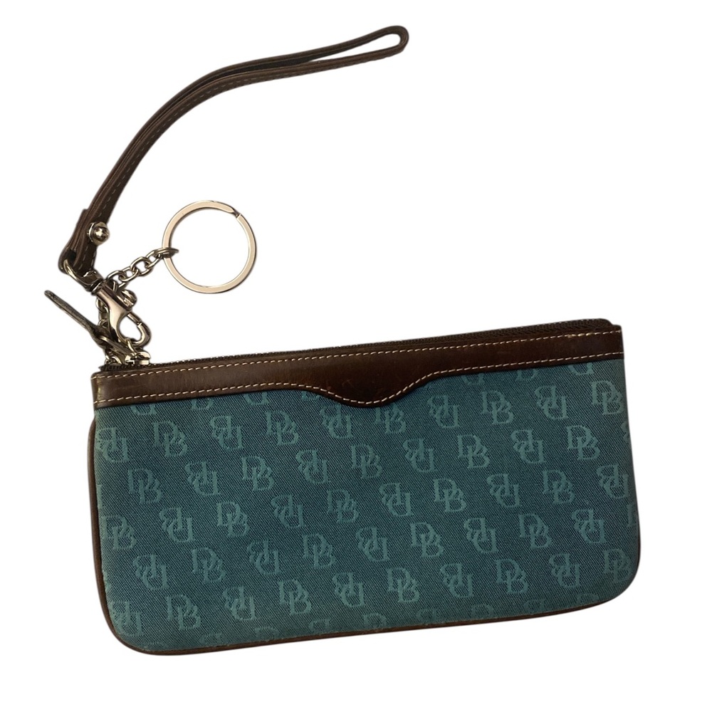 Dooney & Bourke Blue and Brown Wristlet GUC